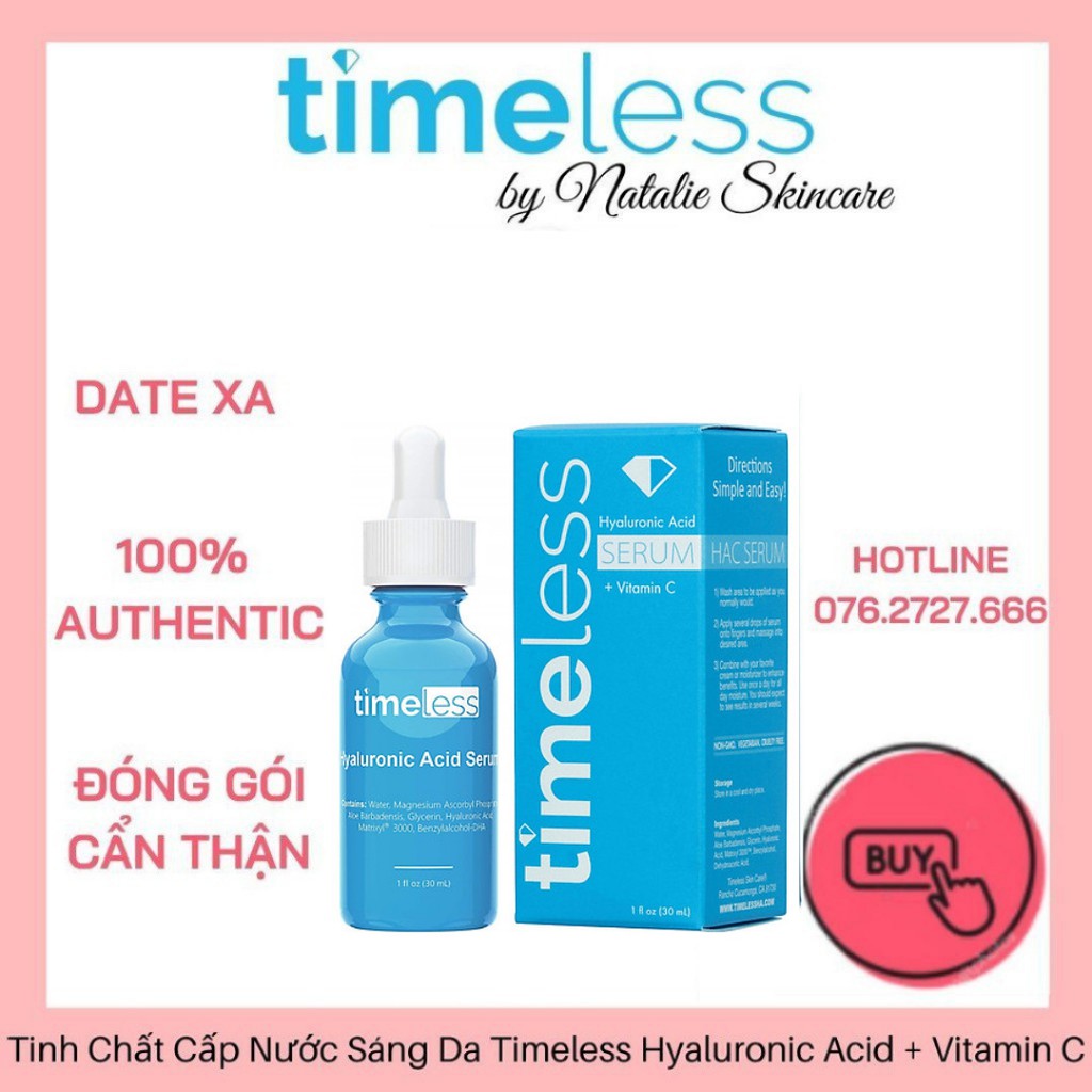 Tinh Chất Cấp Nước Sáng Da Timeless Hyaluronic Acid + Vitamin C Serum