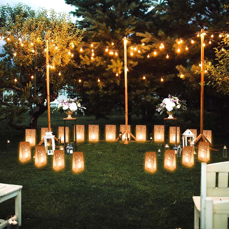 Bộ 10 Túi Đựng Nến Bằng Giấy Màu Trắng Siêu Nhẹ Trang Trí Nhà Cửa / Lễ Hội / Năm Mới