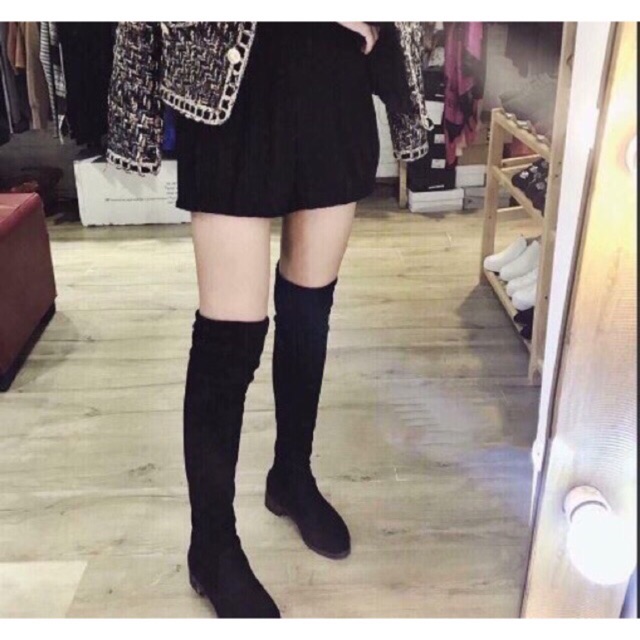 XẢ KHO  Bốt đùi nữ, gót bệt 3 phân, chất da lộn, hàng Quảng Châu