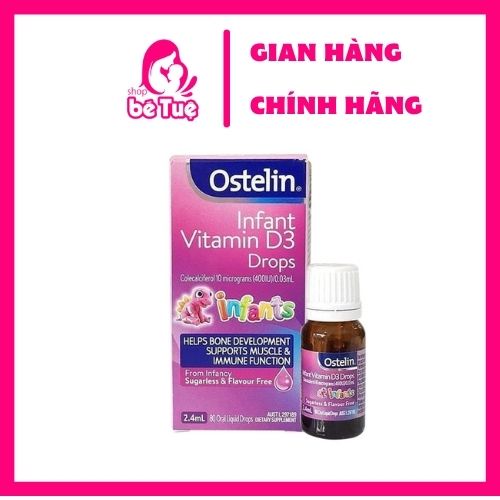 Vitamin D3 dạng nhỏ giọt dành cho bé từ sơ sinh Ostelin Infant Vitamin D3 Drops 2.4ml