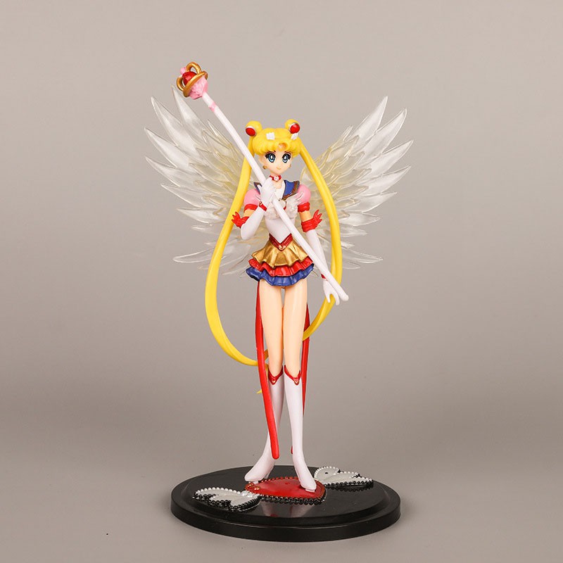 Mô hình Thủy Thủ Mặt Trăng có cánh nhựa đặc PVC trang trí bàn làm việc, trưng bày