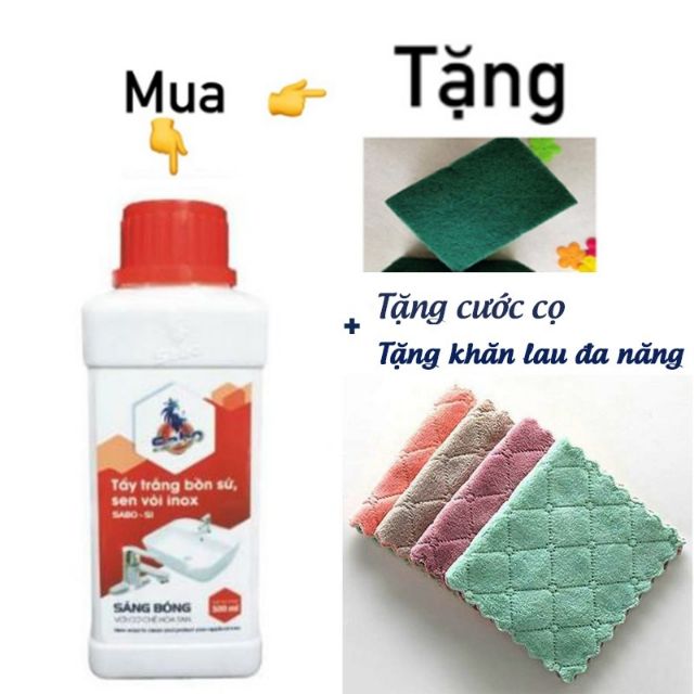 [Tặng quà][Tẩy cực sạch] TẨY TRẮNG BỒN SỨ , TẨY CẶN CANXI SEN VÒI INOX , SÀN MEN Ố VÀNG