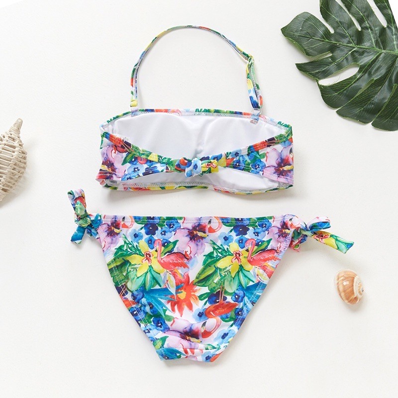 Bikini/ bộ bơi đi biển bé gái hoạ tiết hoa nhiệt đới hàng xuất size đại 2021