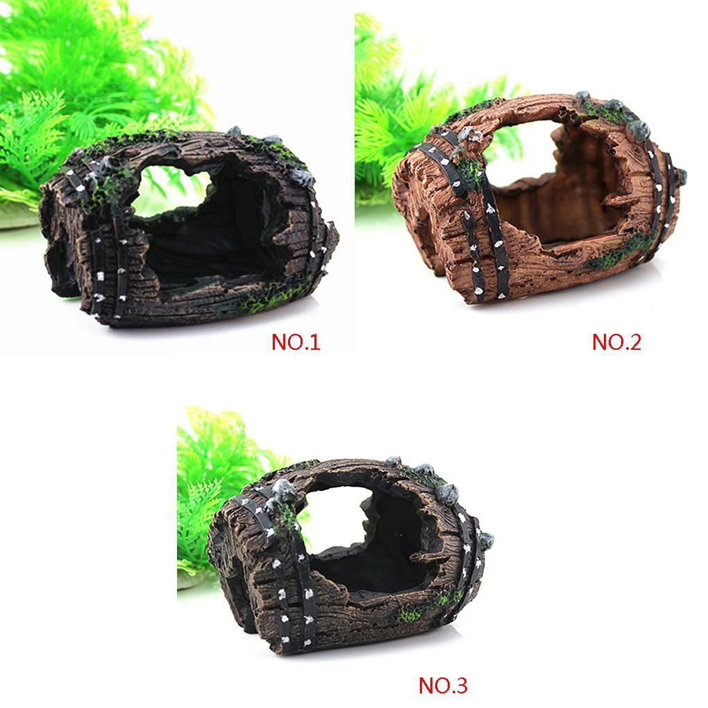 Đồ trang trí hồ cá hình thùng rượu