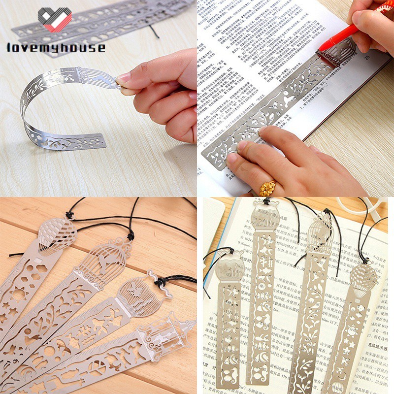 1 cây thước kiêm bookmark siêu mỏng bằng kim loại khoét rỗng tạo hình thế giới cổ tích sáng tạo đẹp mắt Maxell-ly