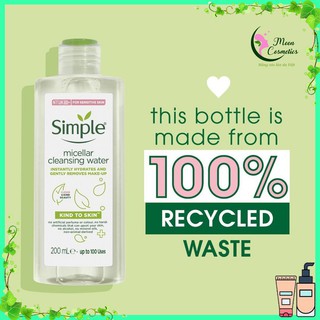 💎 [HÀNG CHÍNH HÃNG] Nước Tẩy Trang Simple Dịu Nhẹ Kind To Skin Micellar Water 200ml 💦