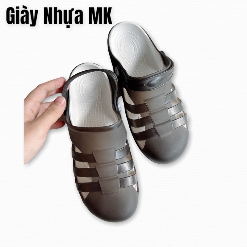 Giày Nhựa Dẻo Nữ Bít Mũi Đi Mưa Đan Dây Siêu Nhẹ Siêu Bền Mang Êm Chân Bioren Catha - Gl037