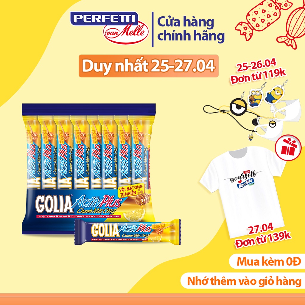 Kẹo Golia Activ Plus Hương Chanh Nhân Mật Ong (gói 16 thỏi)