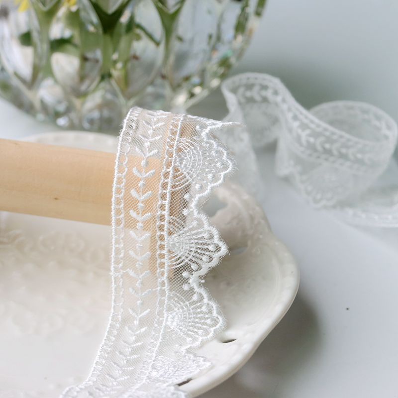 Phụ Kiện Ren Lưới Màu Trắng Dài 1m Trang Trí Cổ Áo Váy