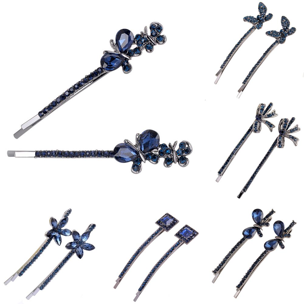 (Hàng Mới Về) 1 Cặp Kẹp Tóc Đính Đá Phong Cách Cổ Điển Cho Nữ