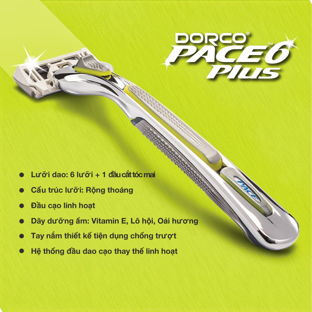 Bộ Dao cạo và Vỉ 04 đầu cạo râu 6 lưỡi DORCO PACE 6 Plus + Kem cạo râu Romano 175ml