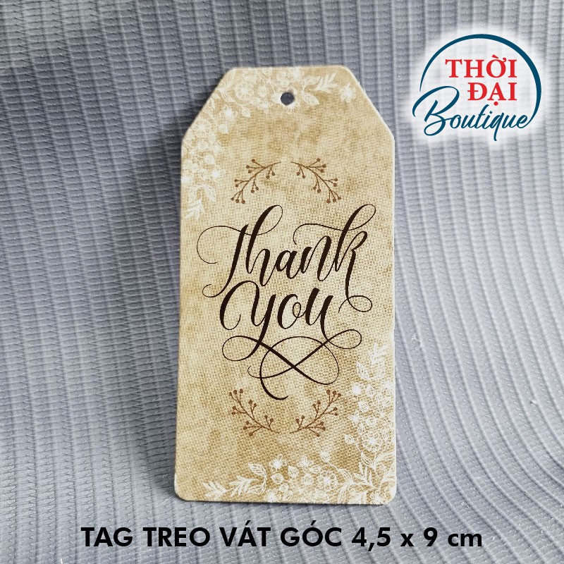 100c - Tag nhãn treo giấy vát góc Thank You nền vân giấy
