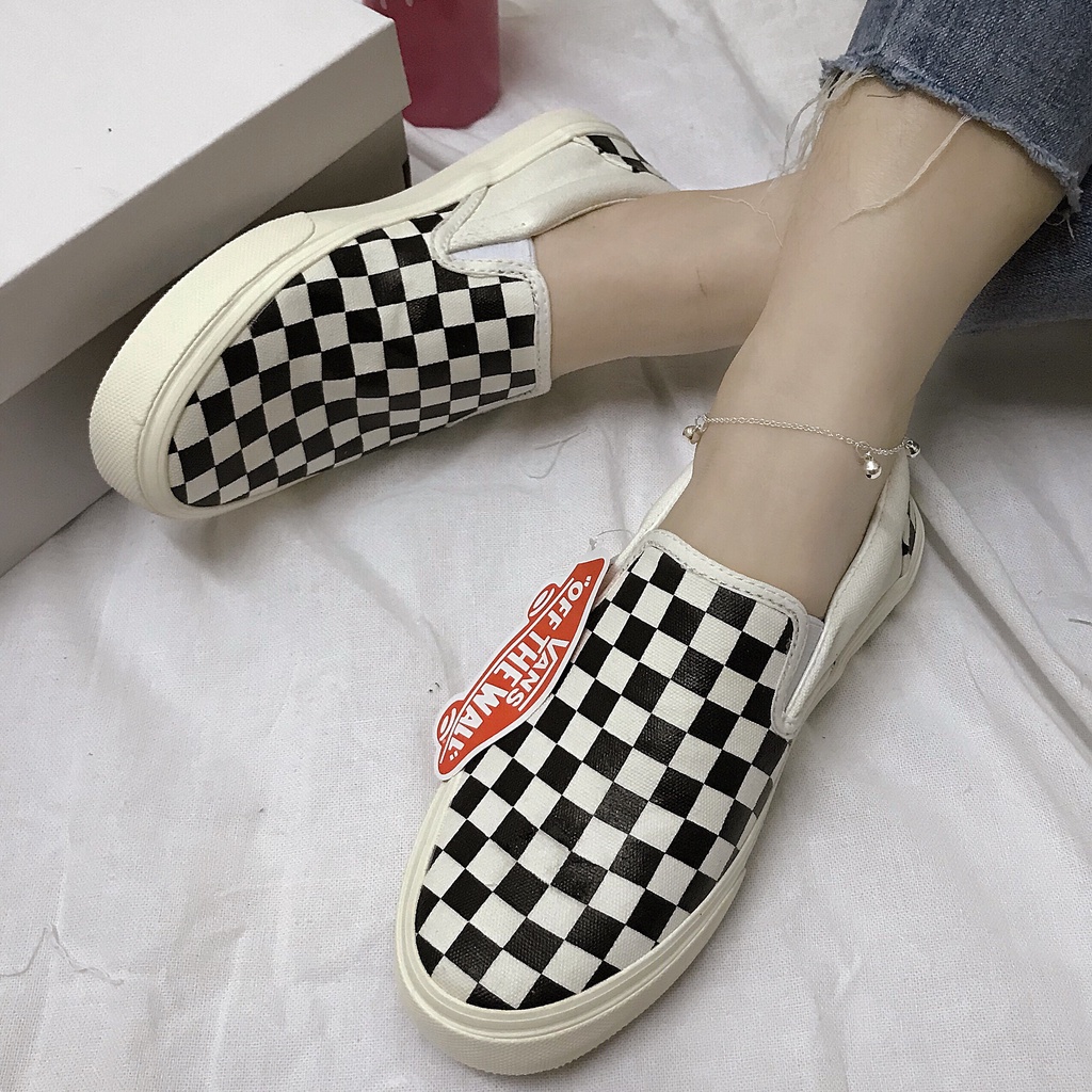 Giày sneaker vans caro lười, Giày van slip on caro vải cao cấp tiện lợi full size nam nữ | BigBuy360 - bigbuy360.vn