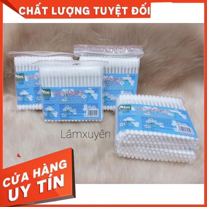Bông tăm tiệt trùng HOAMIS  nhỏ gọn nhựa mềm trơn