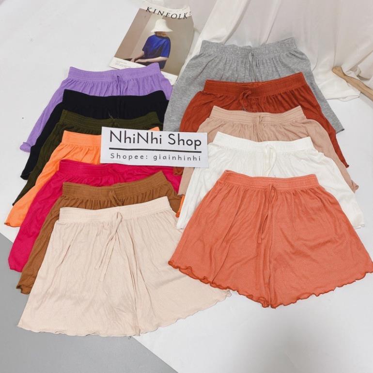 Quần short thun xòe trơn cạp chun, Quần ngủ vải cotton mịn mát co giãn QS0755 - ThuyClothing