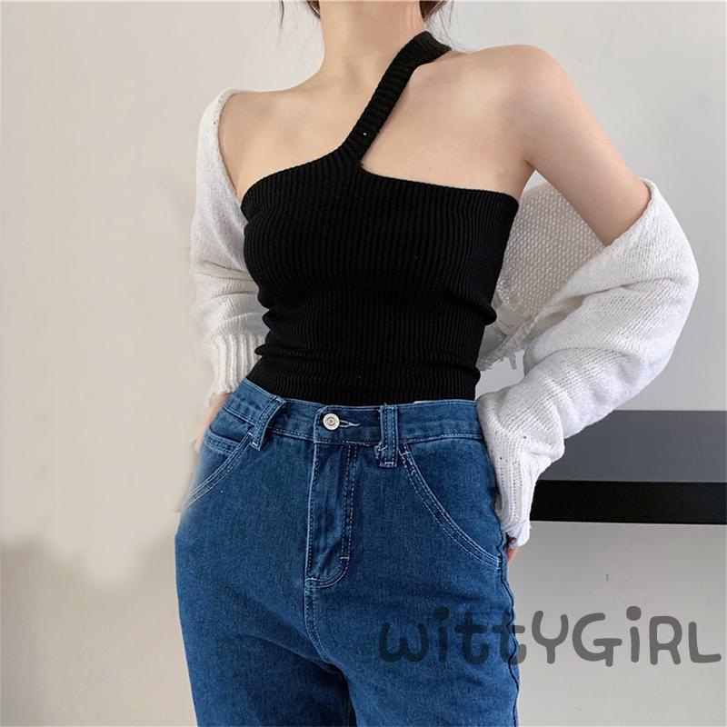 Áo Dệt Kim Sát Nách Màu Trơn Gợi Cảm Cho Nữ