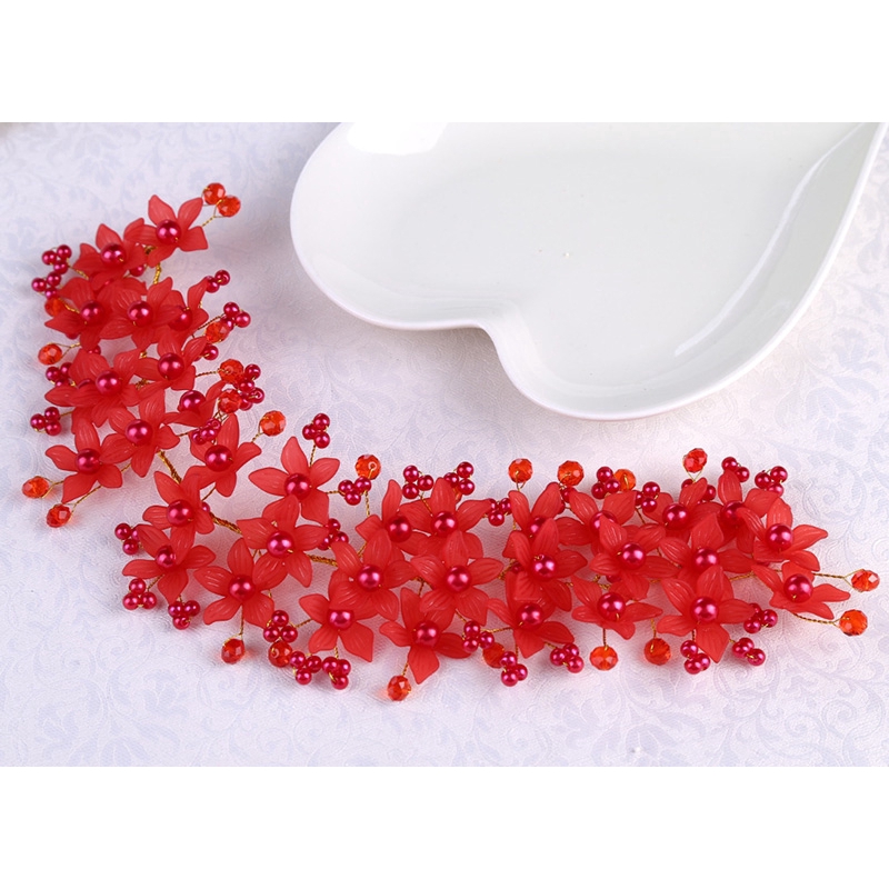 Vương miện cô dâu đính ngọc trai thủ công phong cách Hàn Quốc