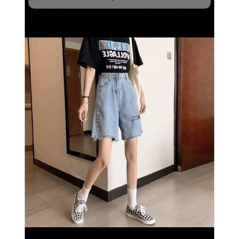 💯Quần Jeans Ngố Rách Ullzang 1 Line | BigBuy360 - bigbuy360.vn