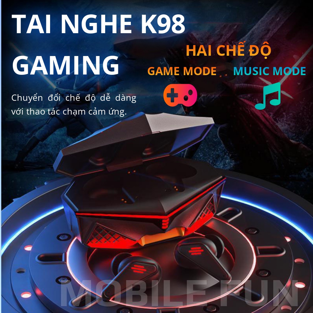 Tai nghe K98 chơi Game kết nối bluetooth V5.2, Tai nghe độ trễ thấp dành cho Game thủ chuyên nghiệp