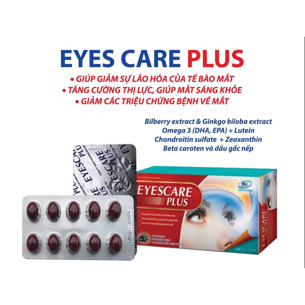 Viên uống sáng mắt EYESCARE PLUS cải thiện thị lực, giảm lão hóa, thoái hóa võng mạc mắt hộp 30 viên