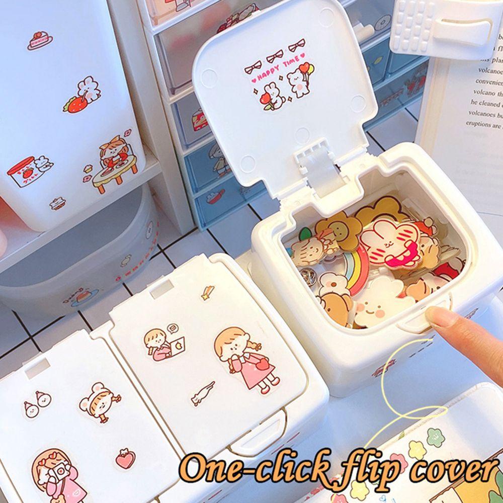 Hộp Đựng Đồ Để Bàn 3 Ngăn Họa Tiết Dễ Thương DIY
