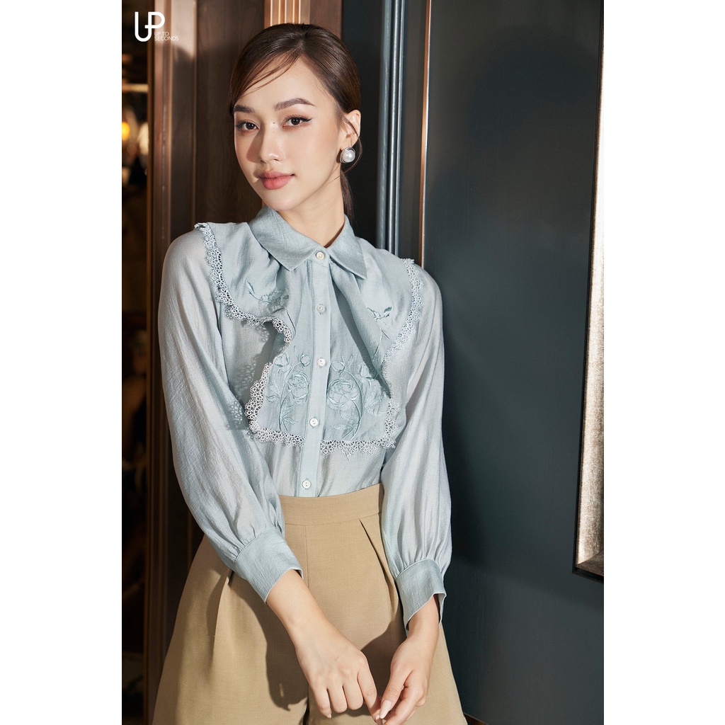 Áo sơ mi UP TO SECONDS tay lỡ thêu cổ E06221-To1516