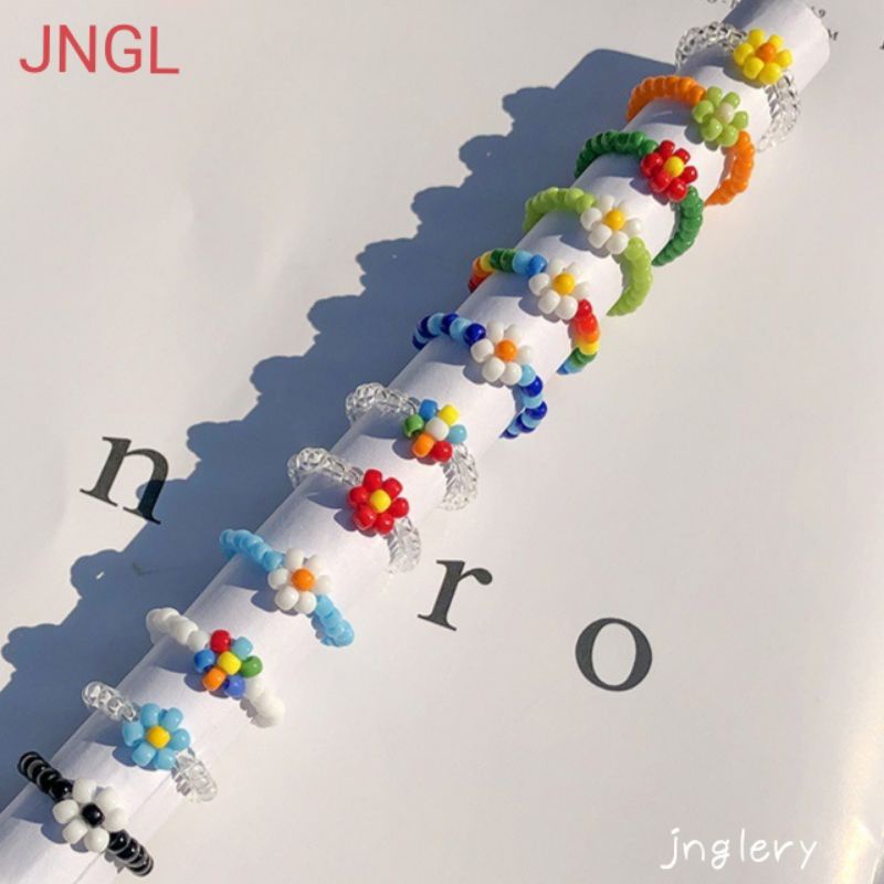 Nhẫn Hoa Hạt Cườm 3mm Nhiều Mẫu Co Giãn RF20