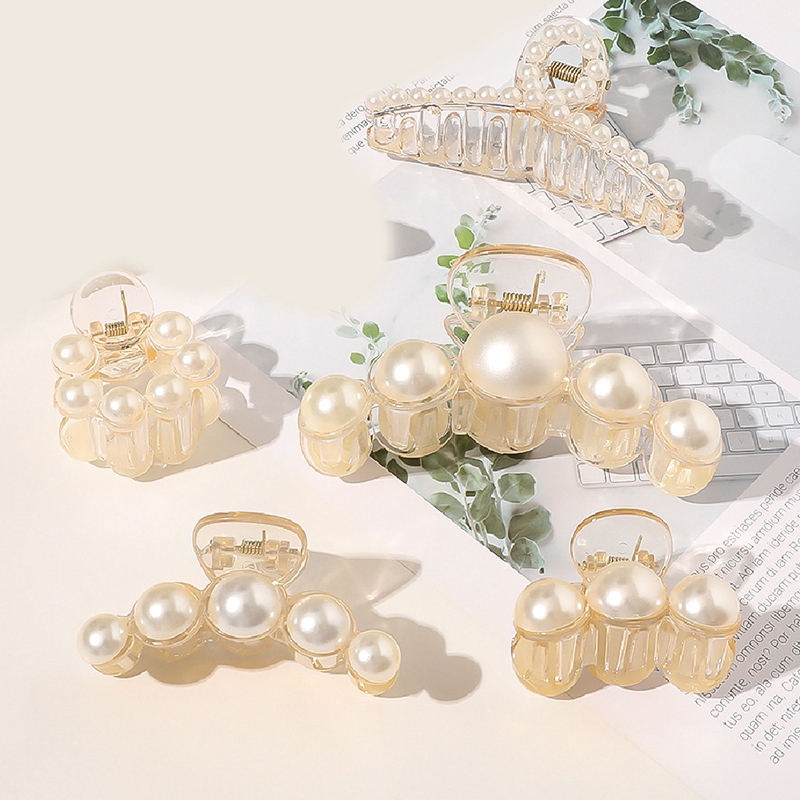 Kẹp tóc đuôi ngựa có ngạm đính ngọc trai xinh xắn thanh lịch