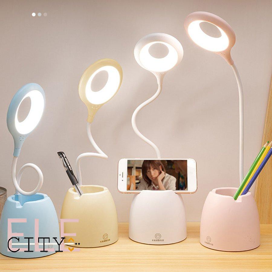 Ele】⚡⚡Đèn bàn học sạc tích điện ❤Giá để điện thoại❤đèn led đọc sách chống cận cho trẻ học sinh