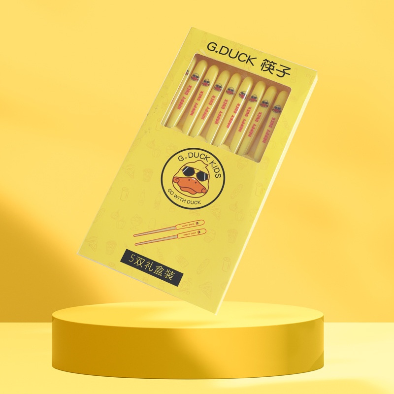 Hộp đũa vịt vàng inox 5 đôi chống trượt chịu nhiệt tốt