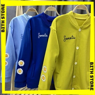 [HÌNH THẬT] Áo khoác nữ cardigan nỉ bông hoa cúc sweatie ngọt ngào, áo khoác nỉ nữ thời trang