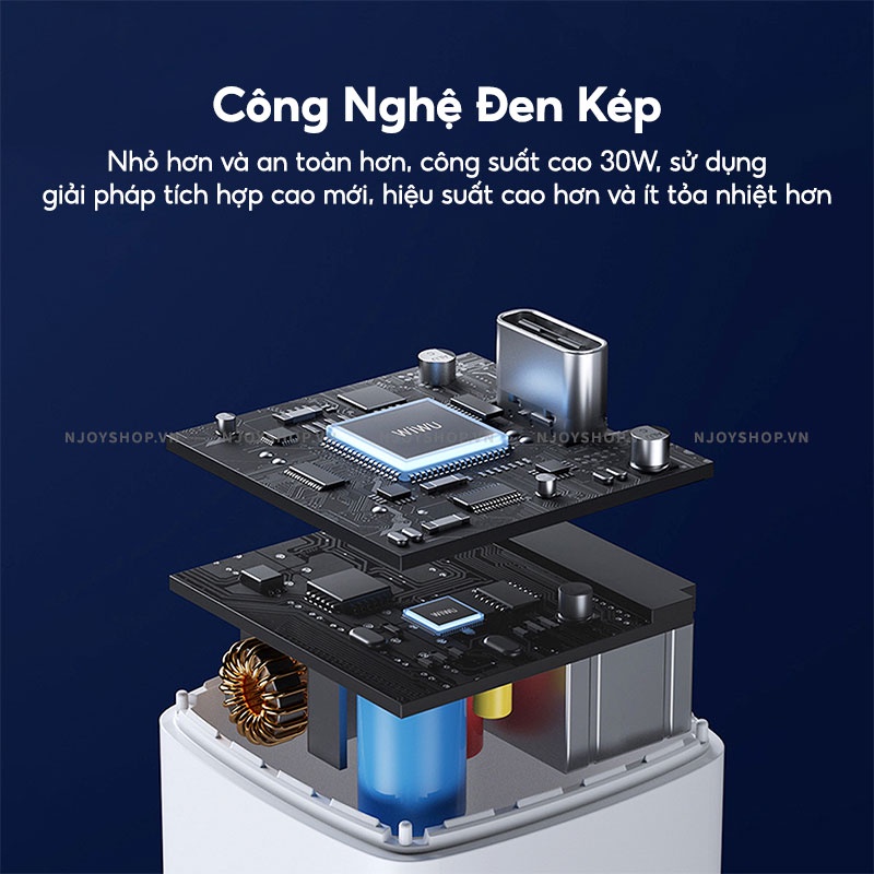 Củ Sạc Nhanh Đa Năng Wiwu Gan Pd 30w Thiết Kế Chân Gập Nhỏ Gọn Tiện Lợi Cho Điện Thoại Máy Tính Bảng