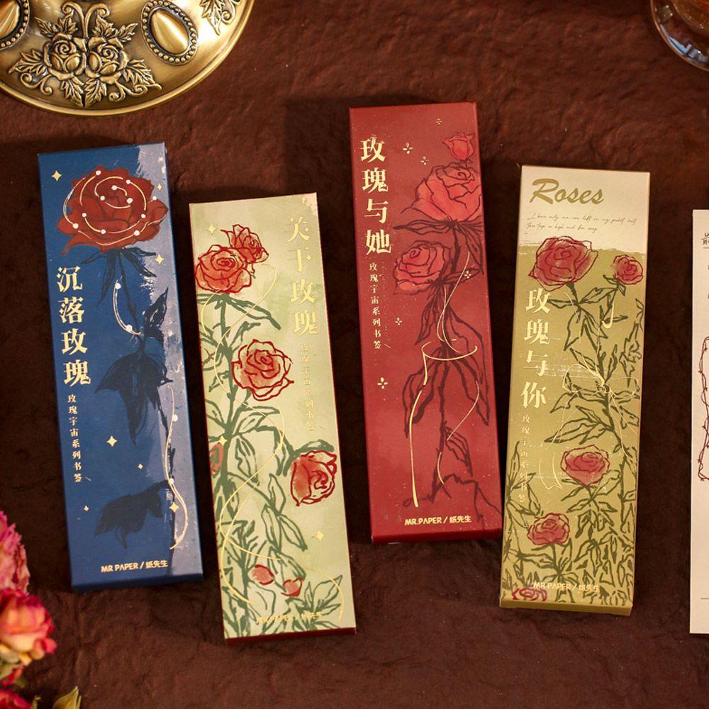 CHOOKEY Set 30 Thẻ Giấy Đánh Dấu Trang Sách Hình Hoa Hồng