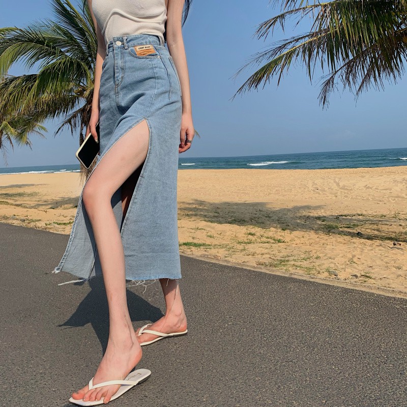 chân váy jean Nữ Lưng Cao Dáng Chữ A Thời Trang | BigBuy360 - bigbuy360.vn
