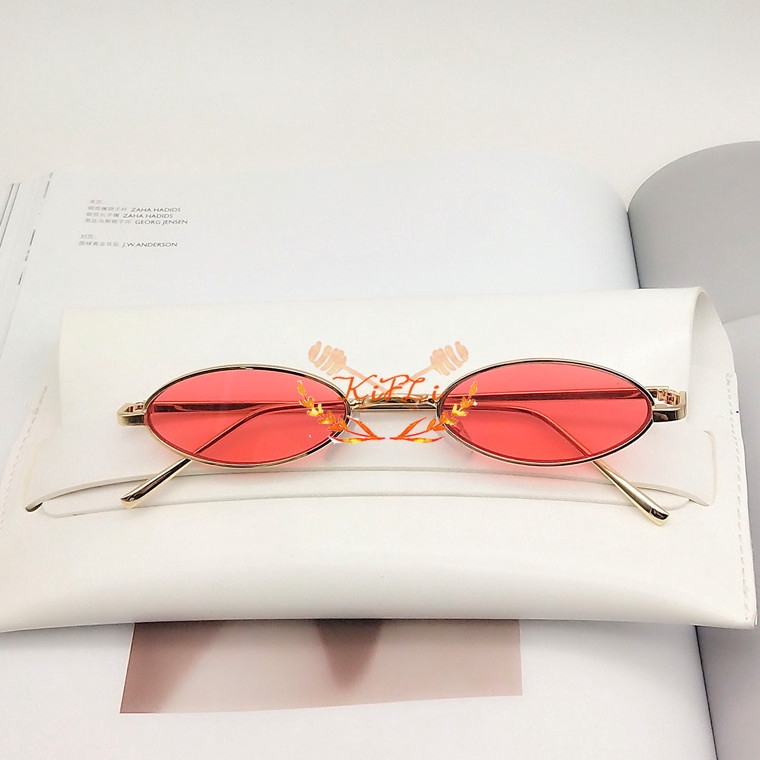 Kính mát gọng kim loại tròng nhỏ phong cách cổ điển thời trang dành cho nữ