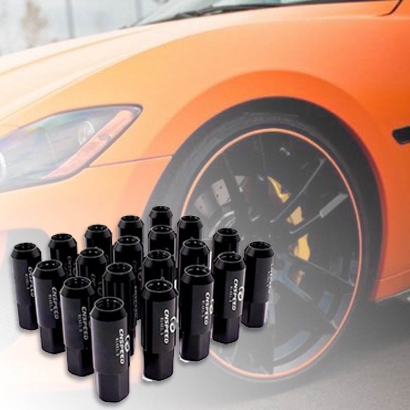 CNSPEED M14X1.5 60Mm Car Auto Wheel Nuts New 20PCS Extended Forged Aluminum Tuner Racing Lug Nut Car Lug Nuts (Black)