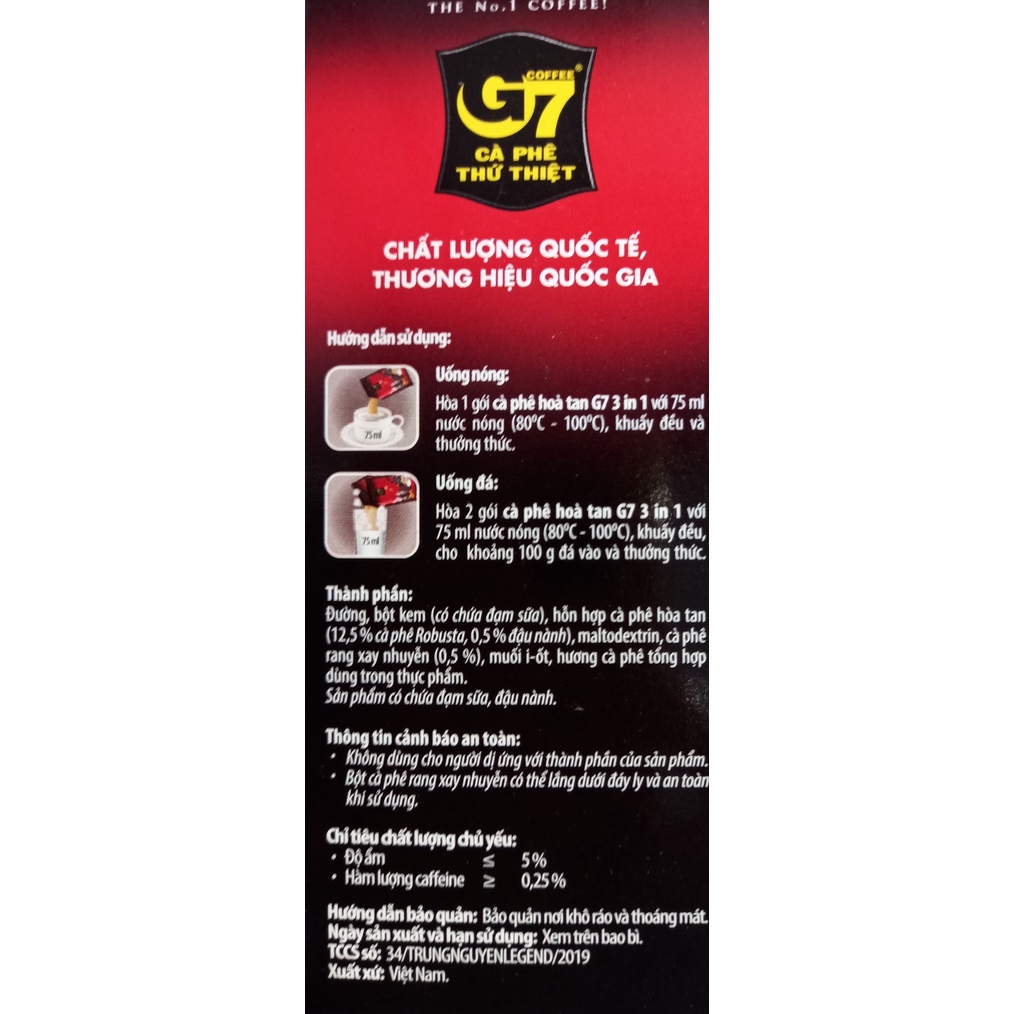 Cafe sữa hòa tan G7 hộp 336gr (21 gói x 16gr)