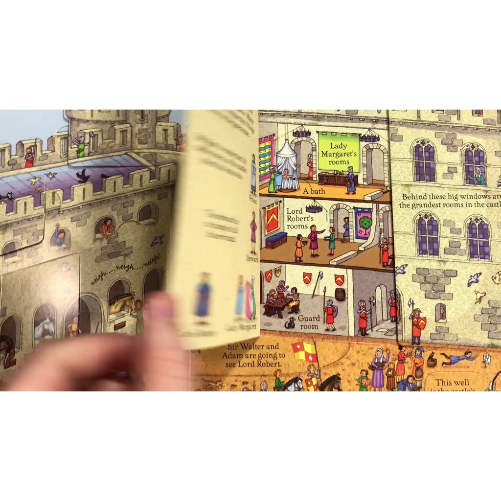 Sách lật mở Look Inside A Castle khám phá lâu đài Châu Âu Usborne