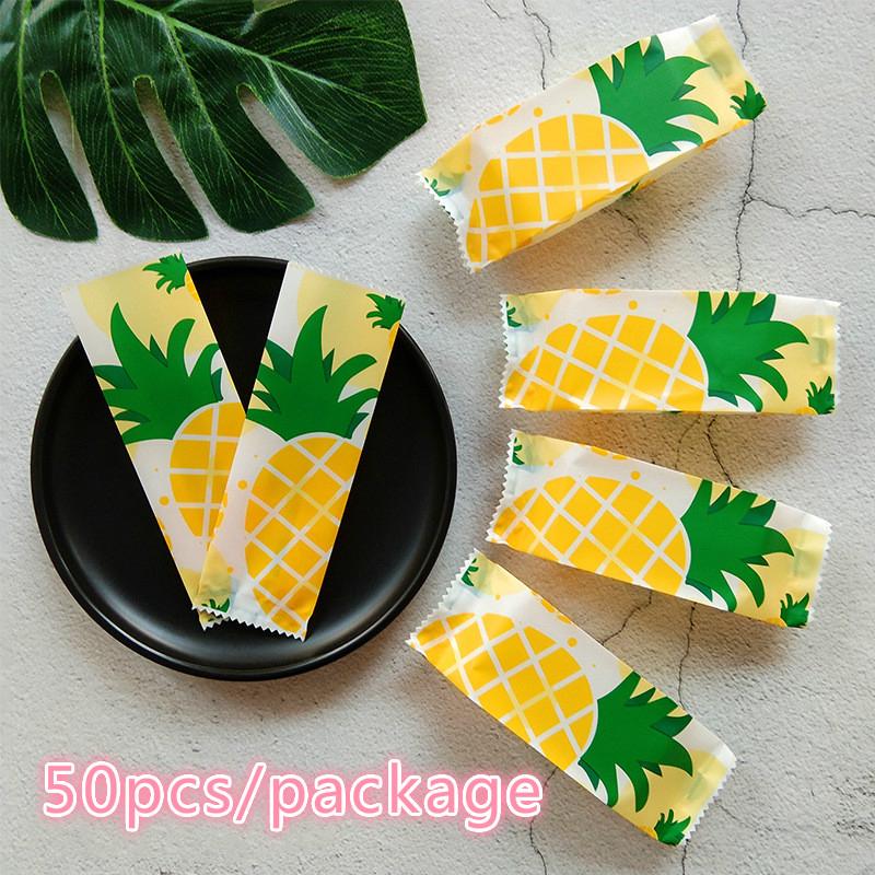 Set 50 túi nhựa đựng bánh kẹo in hình quả dứa dễ thương tiện dụng