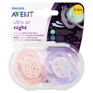 [ NỘI ĐỊA ĐỨC ] Núm ti giả thông khí Phillips Avent Ultra Air , Avent Ultra Air Night  Ti ngậm chống vẩu