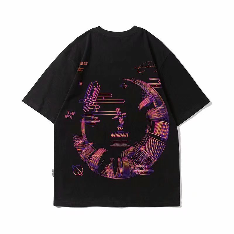 Áo Thun Tay Ngắn Dáng Rộng In Chữ Phong Cách Hip Hop Nhật Bản Thời Trang Mùa Hè Cho Nam Và Nữ Size M-8XL