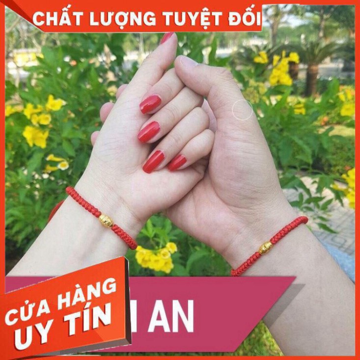 Vòng Tay Chỉ Đỏ Bi Vàng May Mắn Bình An