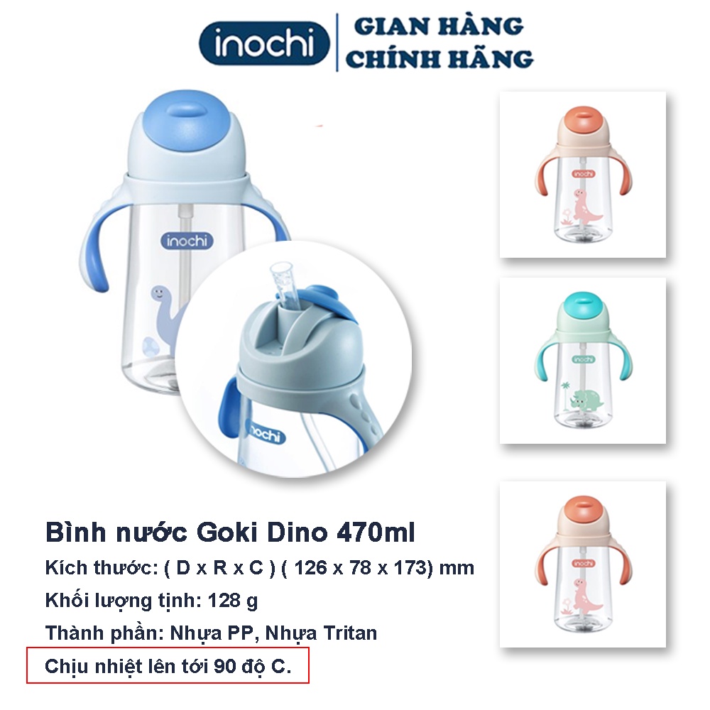 Bình nước Cho bé , inochi chất liệu nhựa nguyên sinh kháng khuẩn chống sặc BIN670