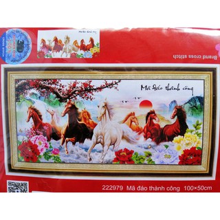 Tranh thêu chữ thập Mã đáo thành công 222979 (chưa thêu)