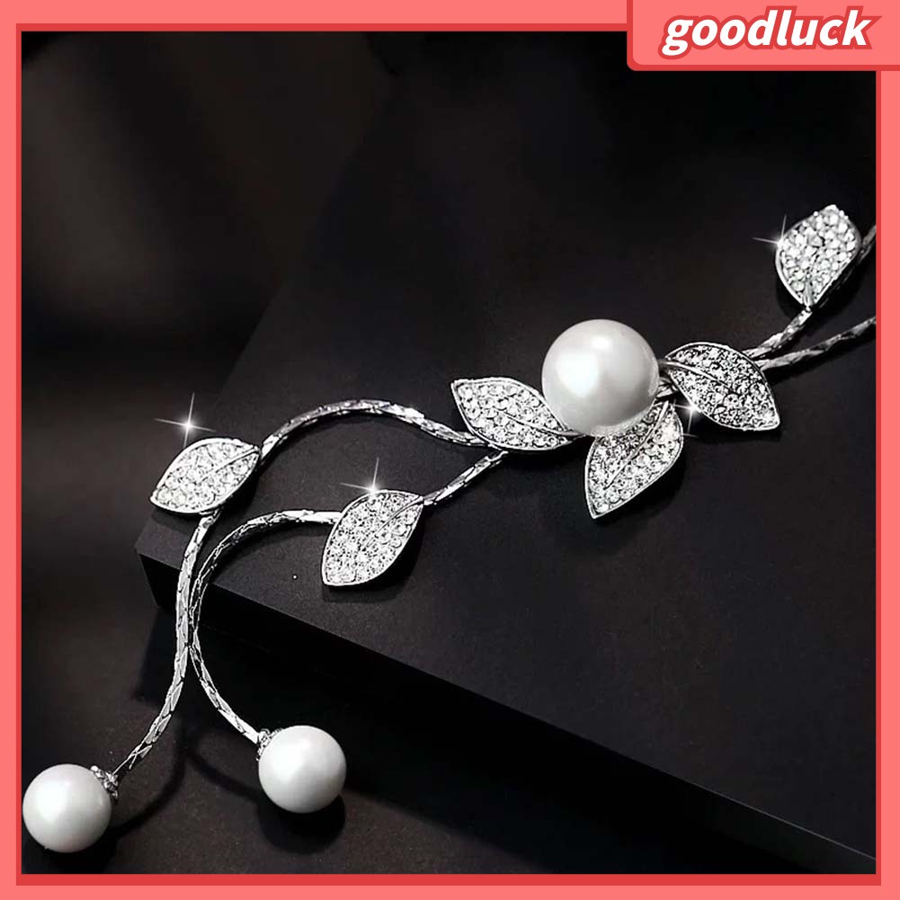 Dây Chuyền Mặt Chiếc Lá Đính Ngọc Trai Cho Nữ