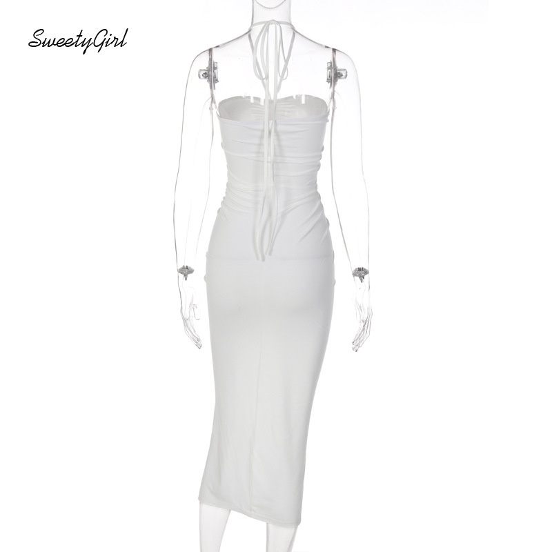 Đầm Ống Xẻ Tà Hở Lưng Màu Trơn Thời Trang Quyến Rũ Cho Nữ 2022