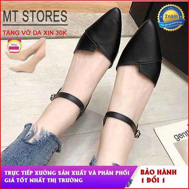 Giày cao gót nữ bít mũi quai hậu gót vuông 5cm MTSTORES302 - Dáng thời trang trẻ ,da mềm, êm chân ,dễ đi