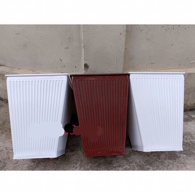 (35x27cm) Chậu nhựa trồng cây kiểu vuông cao gân sọc ,ảnh thật, hàng đẹp như hình