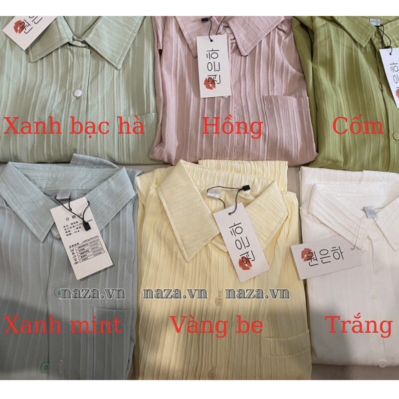 Áo sơ mi from rộng sọc xốp gân