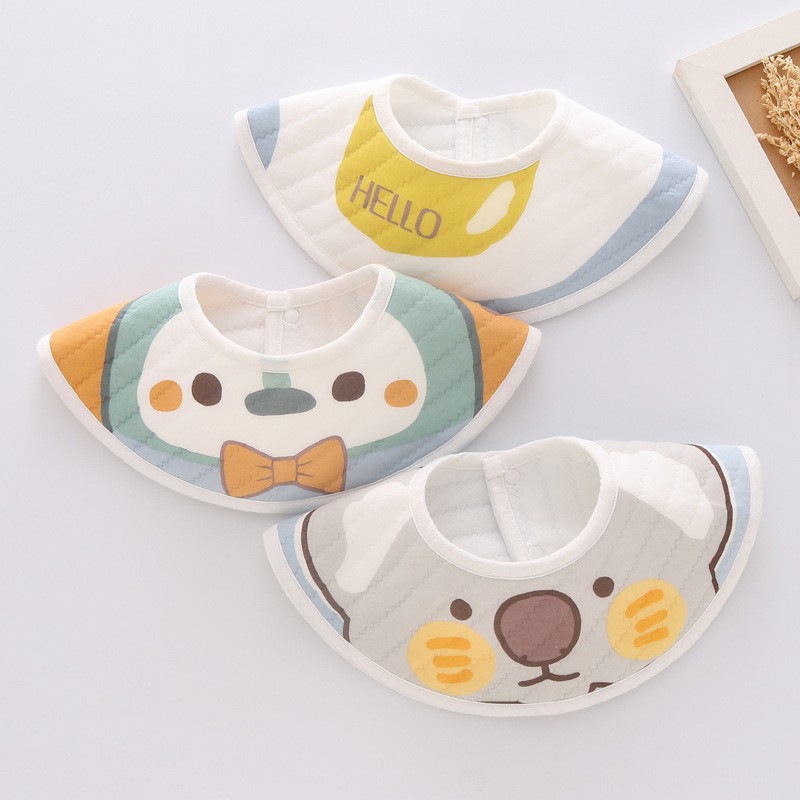 Set 3 yếm tròn xoay 360 độ vải cotton cao cấp có chống thấm, họa tiết đáng yêu cho bé trai bé gái - Y4